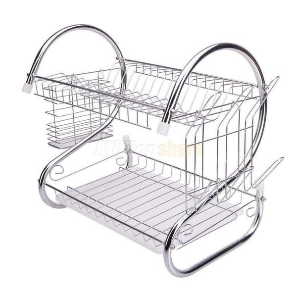 

kitchen dish cup drying rack drainer dryer tray cutlery holder organizer us