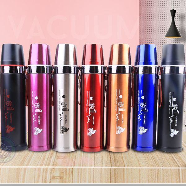

water bottles vacuum flask male and female students fashion creative portable large capacity outdoor car stainless steel warm cup hydro