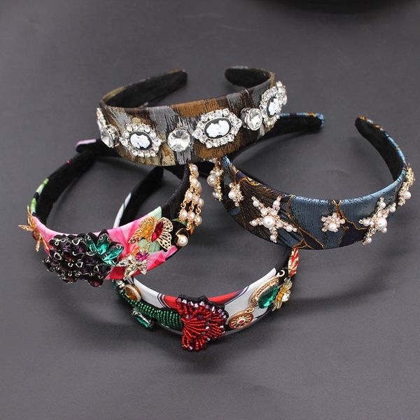 

baroque fashion hair accessories headband exquisite five-pointed star beauty head geometry court headband beauty stemperament headband, Slivery;golden
