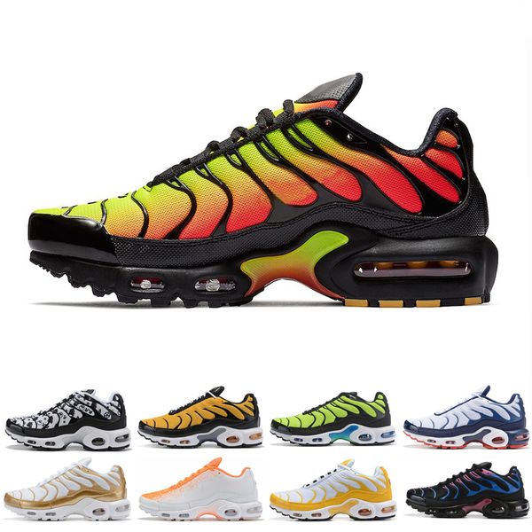 

wholesale mens tn plus se running shoes black volt solar red yellow bright fade blue pink men outdoor sports sneaker trainers