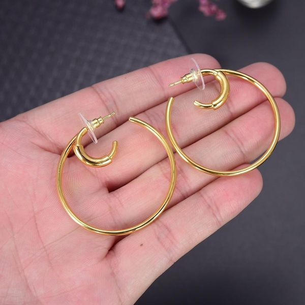 

горячие продавать взрывной простой двухкольцевой индивидуальность wild дизайнера серьги роскошь дизайнер ювелирные женщины серьга, Golden