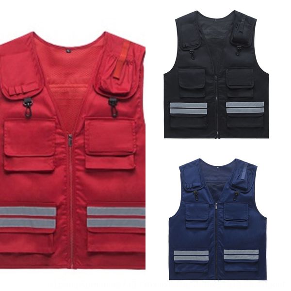 

2020 black reflective multi-pocket 2020 black reflective multi-pocket vest vest, Black;white