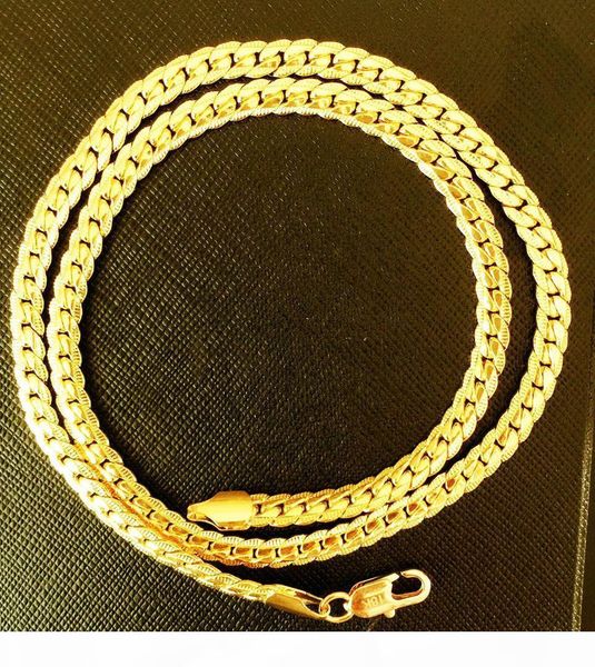 

18k gold links chain necklace men's jewelry flat necklaces 50cm*5mm gift stamped 18k chokers, Golden;silver