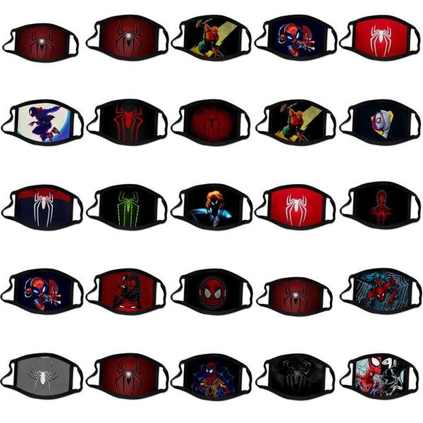 

fashion spider man spiderman super hero designer luxury kid face mask party cosplay reusable dust washable windproof children cotton 7 xurnl, Black