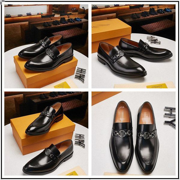 

2020 new luxury designer dress shoes brand men's leather shoes pointed men's business oxford casual shoes size 38-45, Black