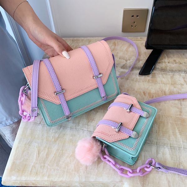 

contrast color mini bag pu leather crossbody bags for women 2020 summer shoulder handbags female travel cross body bag