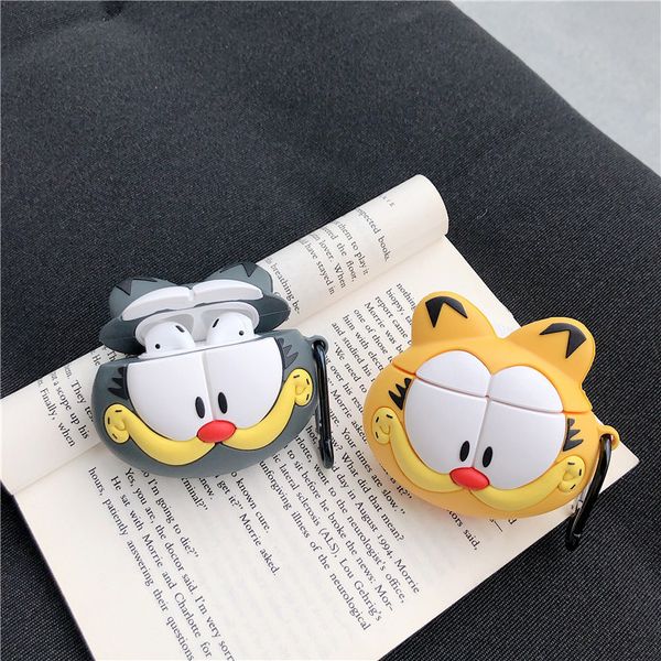 

lovely garfield silicone wireless bluetooth earphone protective case for apple airpods 1/2 shockproof case with hanging ring