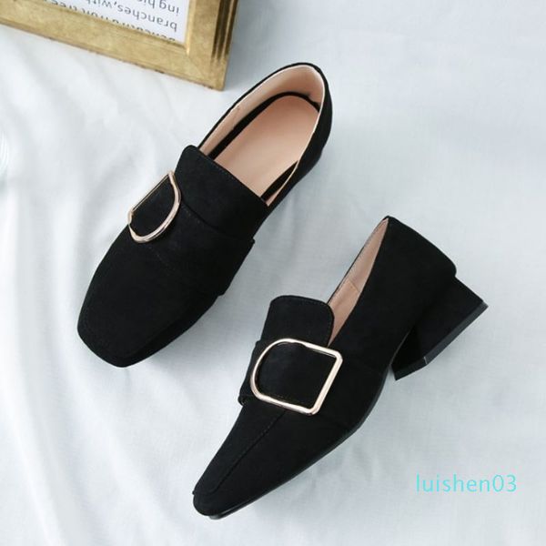 

taoffen 2020 classics daily woman pumps buckle square toe simple office work shoes woman shallow spring pumps size 30-43 l03, Black