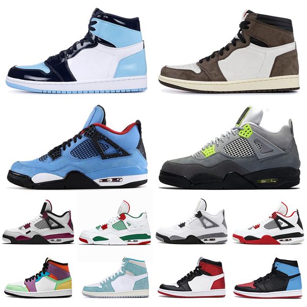 

1 obsidian men basketball shoes 1s black toe pine green unc shattered backboard 4 4s black cat neon white cement mens sport sneakers