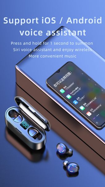 

f9 tws bluetooth 5.0 наушники беспроводные наушники сенсорное управление водонепроницаемая 9d stereo gaming headset спорта светодиодный дисп