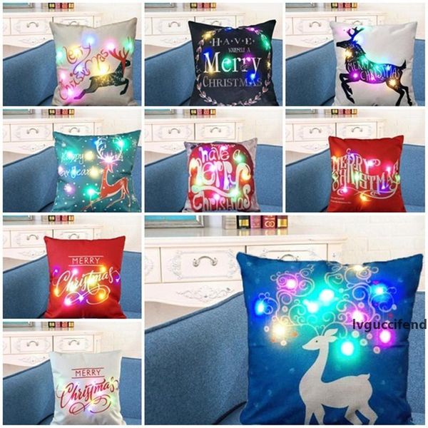 

christmas led glow throw pillow case cotton linen cushion cover merry christmas decorations for home office sofa pillow case new year gift