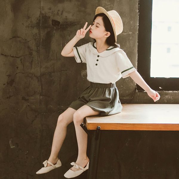 

kxpwk wear girls' suit summer 2020 new medium and large children children's shorts children's clothing western style girls 