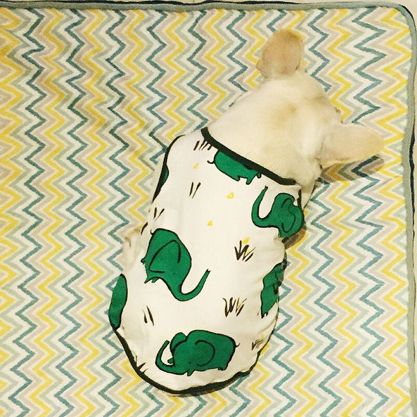 

dog clothes fadou bago cotton elephant pattern cartoon vest fresh green fat dog bulldog spring and summer new style