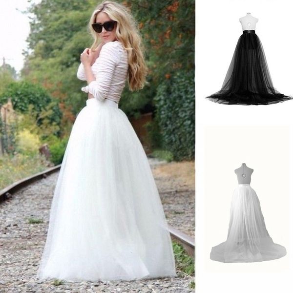 

boho elegant women ball gown long chiffon maxi skirts party wedding prom tulle lace up female girls high waist maxi skirts, Black