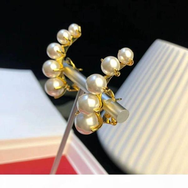 

new ol women earrings yellow gold plated pearl clips earrings for girls women for party wedding nice gift for girl friend, Golden;silver