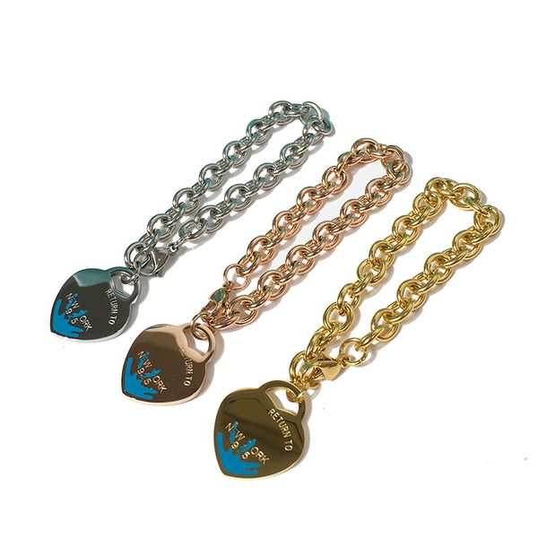 

2020 selling heart titanium steel bracelet european and american exaggerated ot chain love bracelet drip oil bracelet jewelry, Black