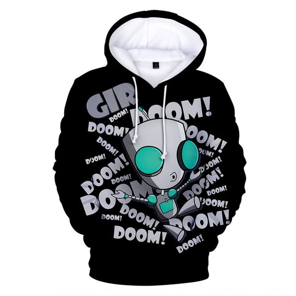 

alien new casual 3d hooded invader zim alien invader zim sweater new casual 3d hooded sweater, Black