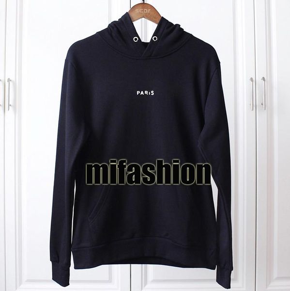 

18ss winter europe paris american stars мода мужчины с капюшоном урожай печати толстовка hoody женщины толстовки, Black
