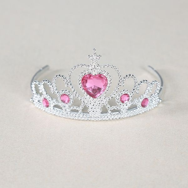 

children's peach head headdress heart four diamond plastic headwear fairy tale princess crown performance dress crown, Slivery;white