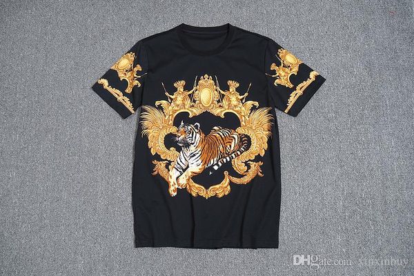 

summer cotton t-shirts tee tiger print streets luxury white black 8035