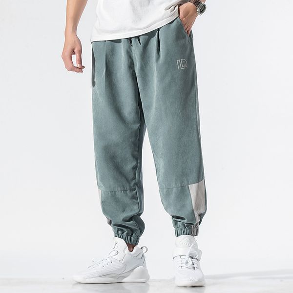 

spring autumn pants men japanese streetwear drawstring patchwork color pencil pants hip hop trousers men plus size m-4xl, Black