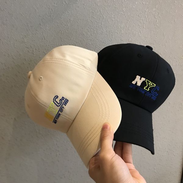 

2020 new hat men' korean fashion all-match female letter embroidered baseball cap embroidery nyc baseball cap, Blue;gray