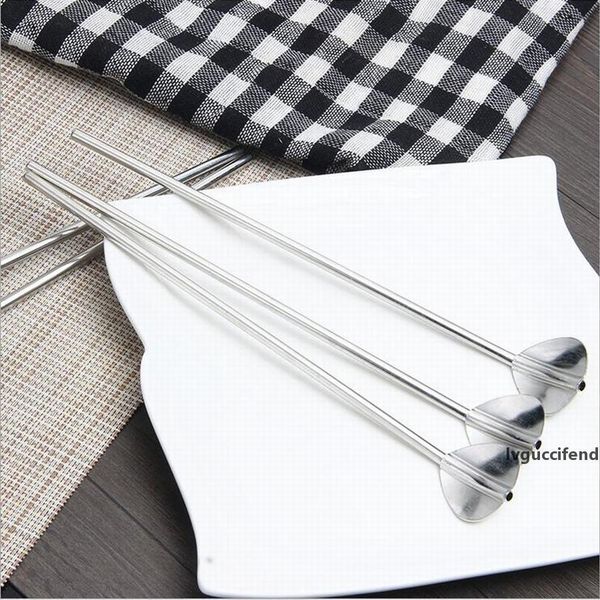 

20.6cm stainless steel straw spoon silver 304 mate teaspoon coffee spoon milk coffee juice stirring party bar tool gift