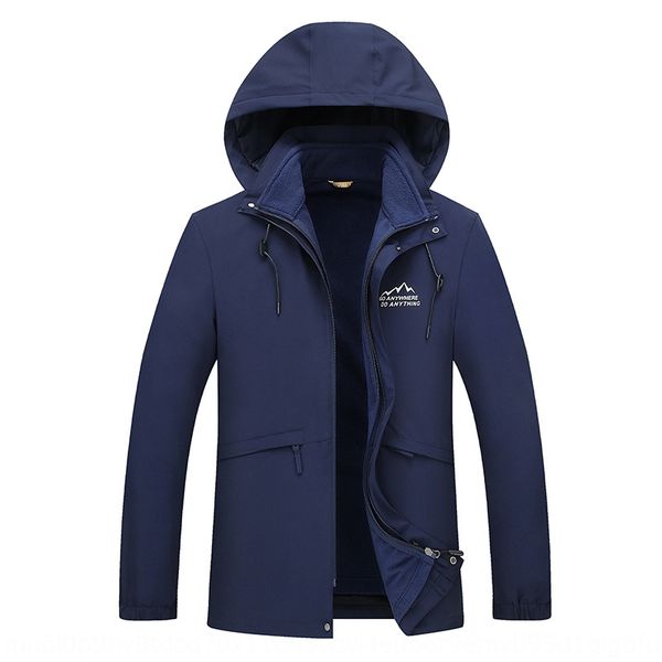

rbeto autumn and winter new men's plus plus size men's fat outdoor leisure sports hooded windbreaker windbreaker jacket jacket two, Blue;black
