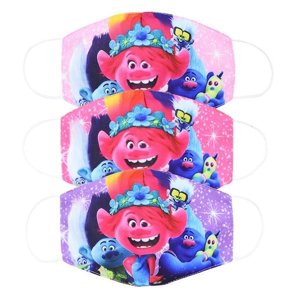 

2020 cartoon print trolls mouth mask respirator kids cotton anti dust pollution washable reusable face muffle respirato orfbc