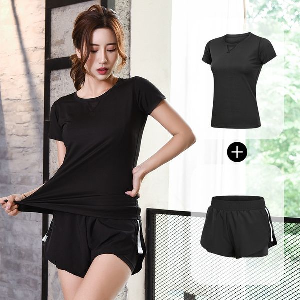 

hpild morning running sports suit women's summer internet celebrity loose casual wear gym yoga outdoor quick-drying clothes thin runnin, White;black