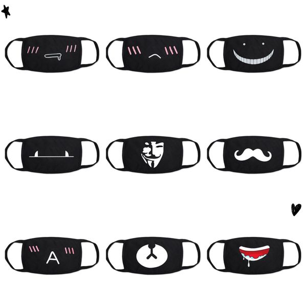 

new style black expression mask facial expression cotton quality thickened mask bear nose animal cartoon mask