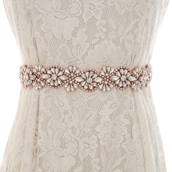 

jlzxsy handmade crystal wedding belts rhinestone bridal sashes waist belt for bridal bridesmaids dresses (silver,rose gold,gold, Black;brown