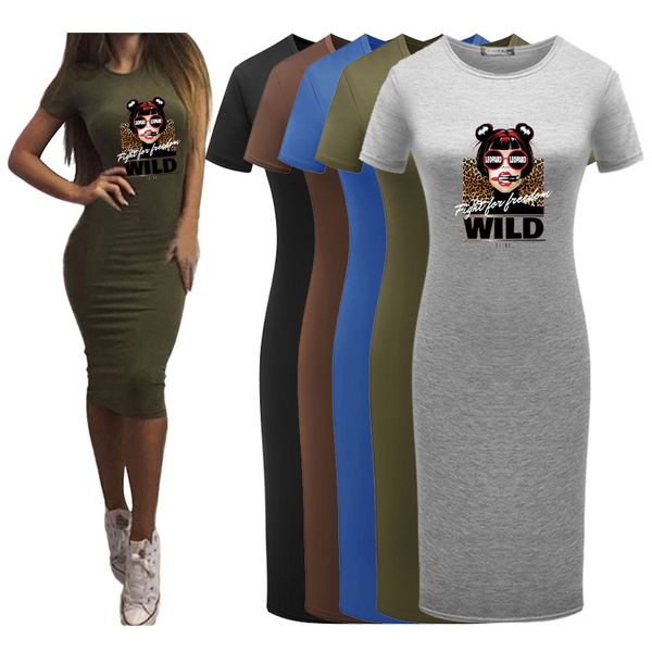 

women designer desses summer fashion printed dress women bodycon dress 2020 new arrival short sleeve clothing, Black;gray