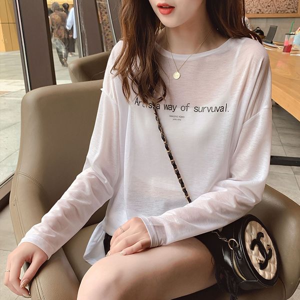 

2020 air conditioning new spring and summer loose waterproof thin air-conditioned shirt long sleeve shirt for women, White;black