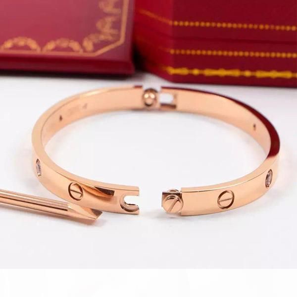 

y classics fashion designer jewelry rose gold 316l stainless steel screw bangle bracelet with screwdriver and original box men and wome, Golden;silver
