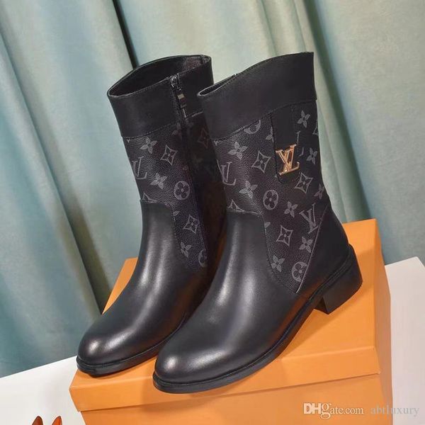 

womens ankle boots autumn winter platform boots winter party fashion shoes with box bottes femmes lady shoes luxury botas de mujer drop ship, Black