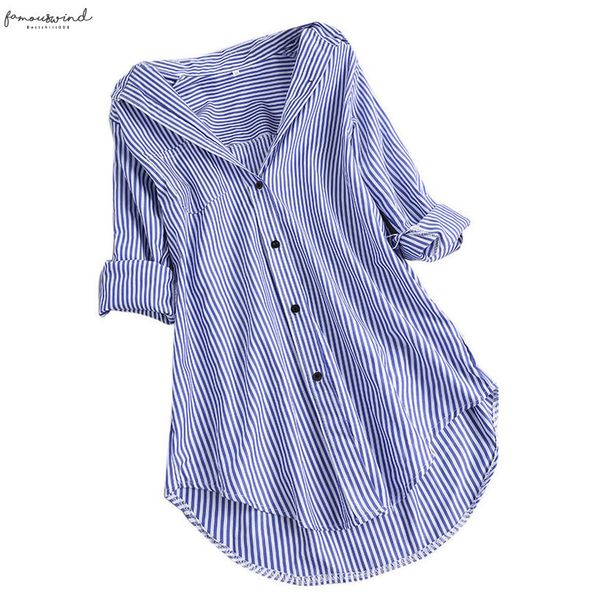 

sagacec womens and blouses 5xl women chic stripe long sleeve turn down collar button office lady regular shirts loose blouse, White