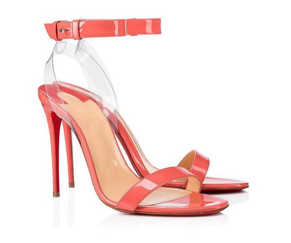 

perfect summer leather sandals high heels women jonatina100mmpatent leather pvc sandals charlotte transp sandals strappy party wedding, Black