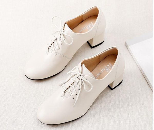 

women's shoes spring and autumn high coarse heel round head, Black