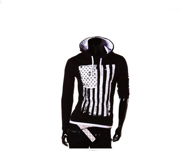 

mens american flag pullover hoodies man hooded neck long sleeve sports fashipn new sweatshirts man designer casual clothes, Black
