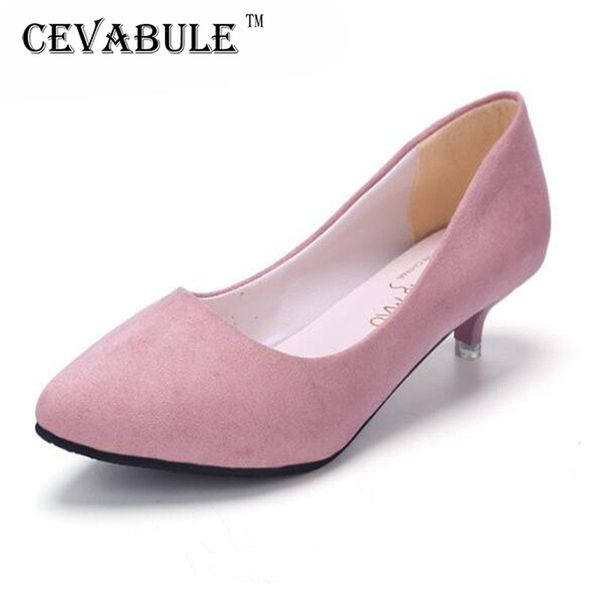 

cevabule spring 2020 women's classic pumps shoes for woman pink color rounded flannel mid heels pumps grey pink lss- 219, Black