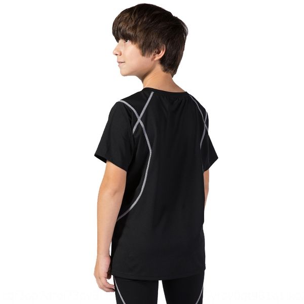 

rfsmq children's workout sportswear sportswearbasketball sportswearclothes short-sleeved wicking quick-drying basketball football tra, Black