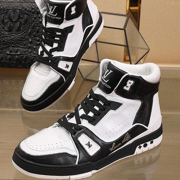 

new leather mens shoes fashion type chaussures pour hommes trainer sneaker mid -luxury zapatos de hombre ankle boots fast ship