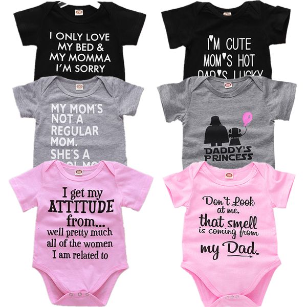 

newborn baby bodysuit tiny cottons summer short sleeve white black pink baby boy girl clothes mommy daddy funny baby onesie, Blue