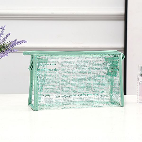 

2020 korean pvc transparent cosmetic large storage capacity waterproof wash bag fashion portable storage bag, White