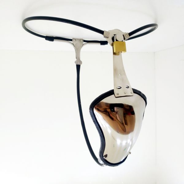 Cintura di castità maschile Gabbia per gallo in acciaio inossidabile Cintura regolabile per gallo Pantaloni con cinturino con spina anale J1439