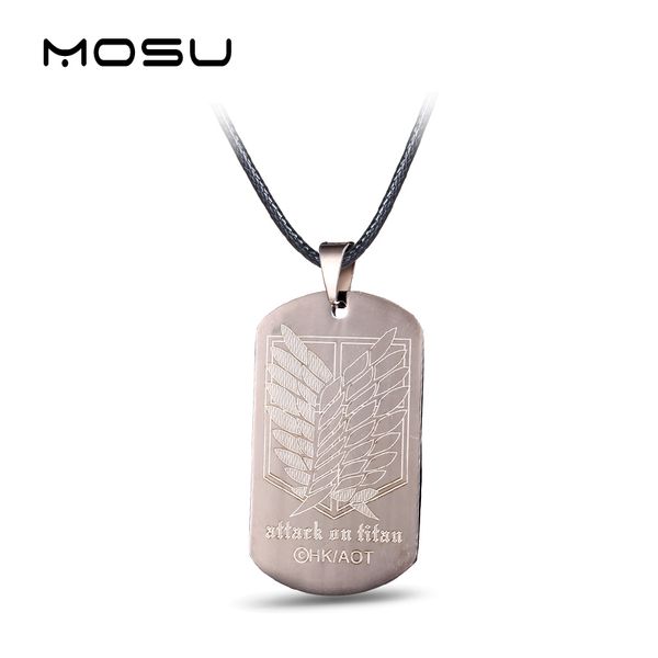 

mosu anime attack on titan titanium metal necklace dog tags cosplay jewelry pendant accessories can drop-shipping, Silver