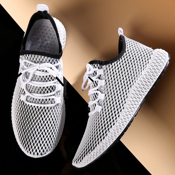 

summer new breathable sports shoes personalized mesh running shoes tenis masculino adulto zapatos de hombre sneakers men loafers, Black