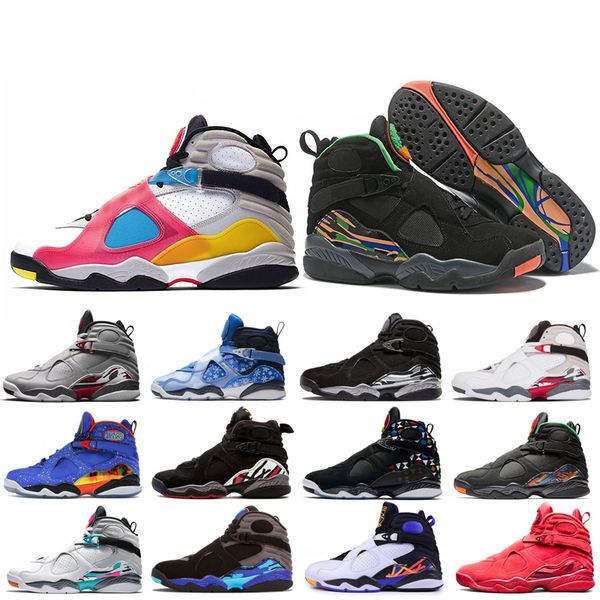 

8 8s mens basketball shoes reflective aqua chrome playoff raid south beach valentines day three peat mens athletic sports sneakers