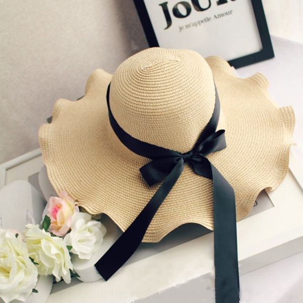 

parent-child straw butterfly straw bowknot wavy hat beach lady foldable sun hat, Blue;gray
